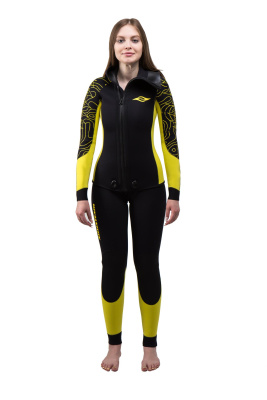Гидрокостюм Дайвинг женский 3мм нейлон/нейлон черно-желтый Гидрокостюм Дайвинг женский 3мм нейлон/нейлон черно-желтый